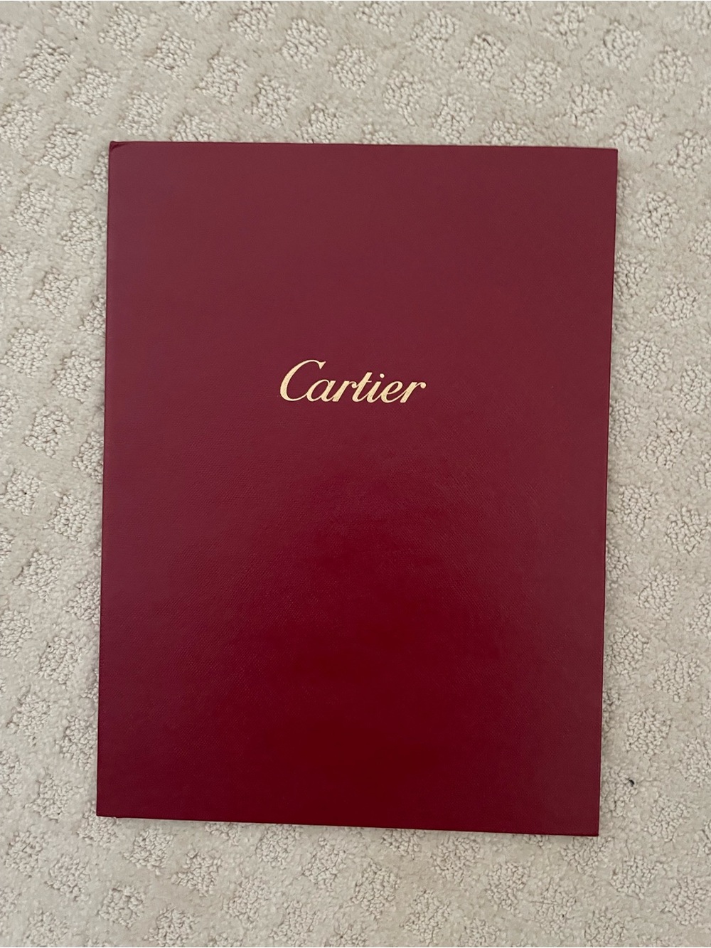Cartier Red Cardboard Folder with Gold Script Logo